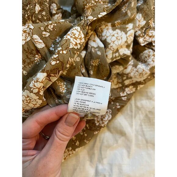 Faithfull the brand suki floral smocked tie shoulder dress brown‎ size xs/2 - Picture 7 of 11